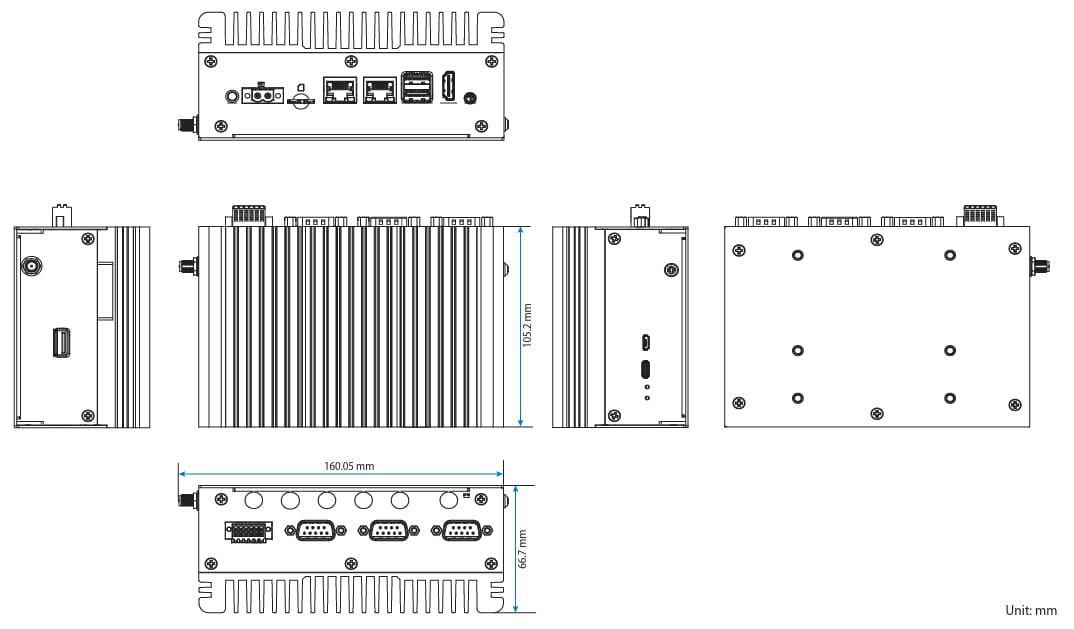 Mechanical Drawing - VIA Technologies AMOS-9100 Embedded Box Computers